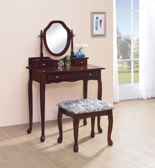 Traditional Brown-Red Vanity Set Coaster Z2 Premium