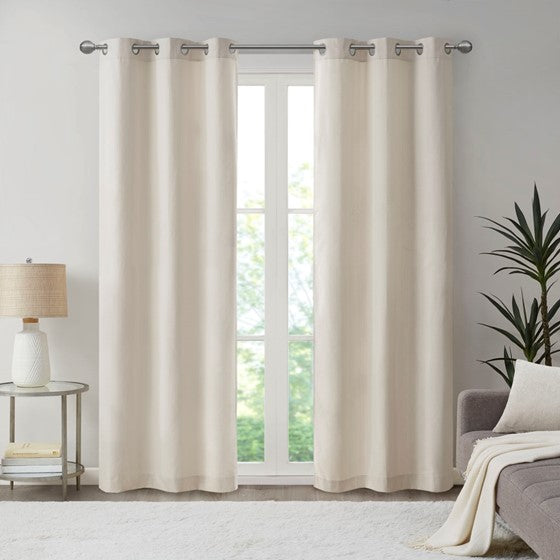 Basketweave Room Darkening Curtain Panel Pair Ivory Olliix.com