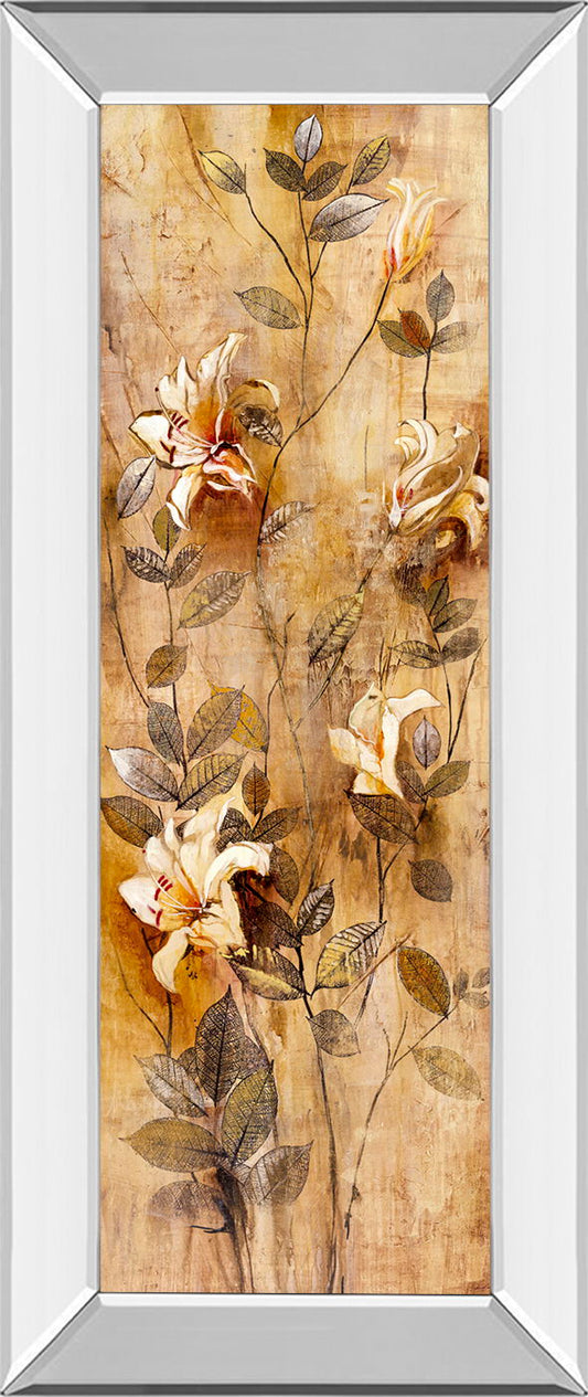 Candlelight Lilies I By Douglas - Mirror Framed Print Wall Art - Beige Classy Art