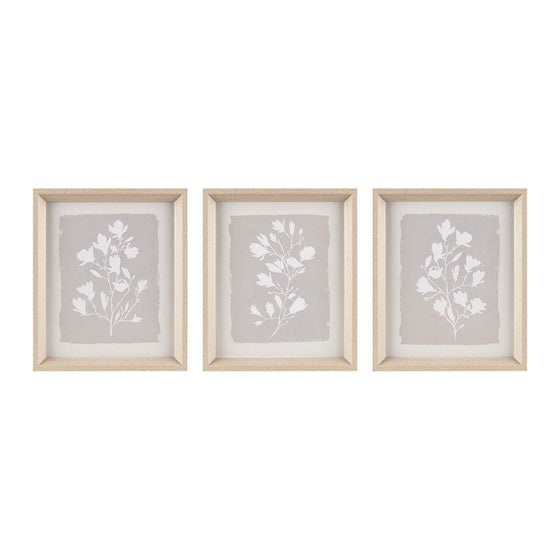 3-piece Framed Glass Wall Art Set Beige Olliix.com