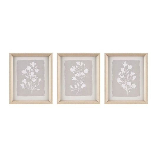 3-piece Framed Glass Wall Art Set Beige Olliix.com