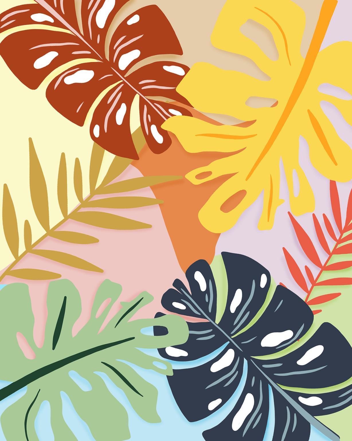 Small - Tropical Foliage II By Natalie Carpentieri - Yellow Classy Art