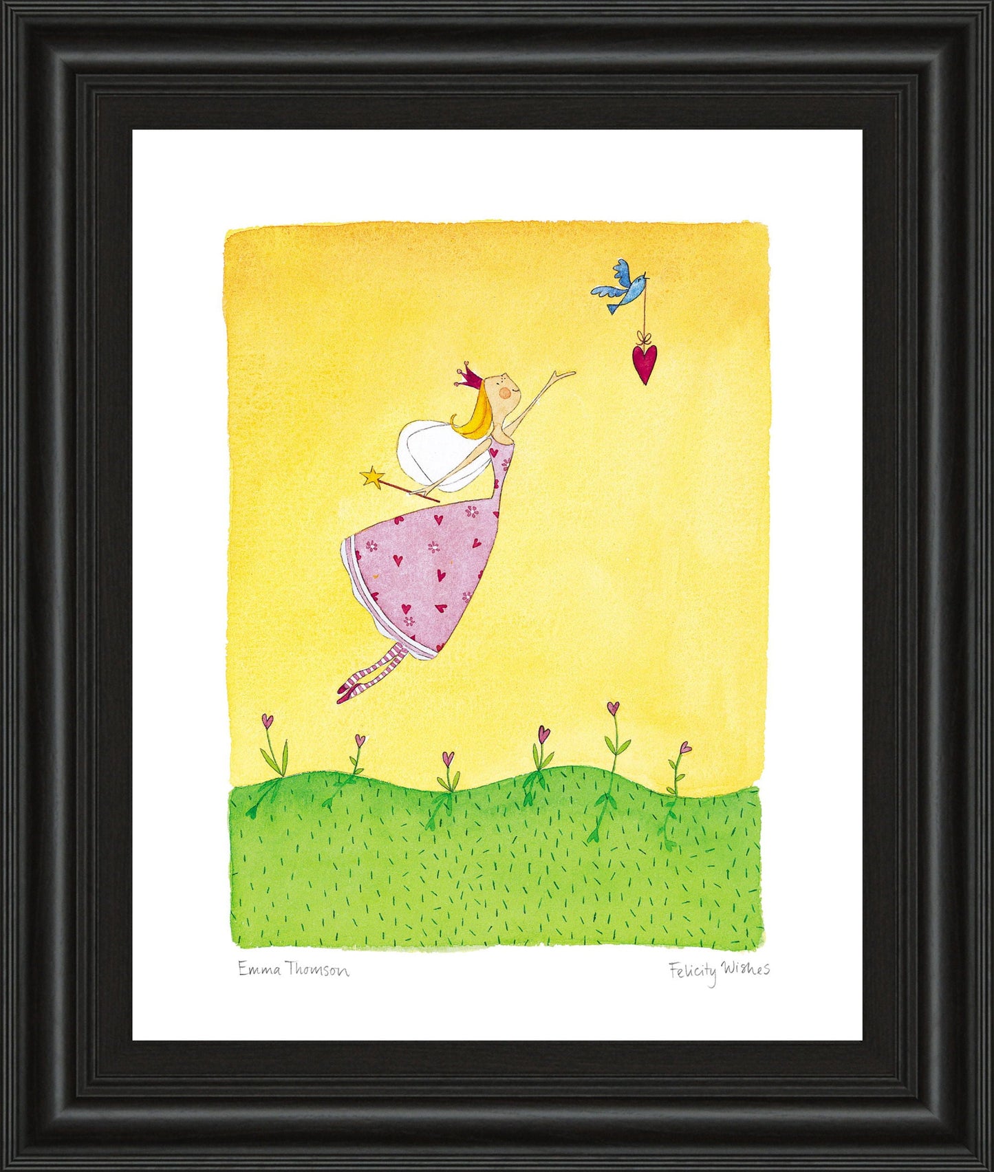 Felicity Wishes Il By Emma Thomson - Framed Print Wall Art - Yellow Classy Art