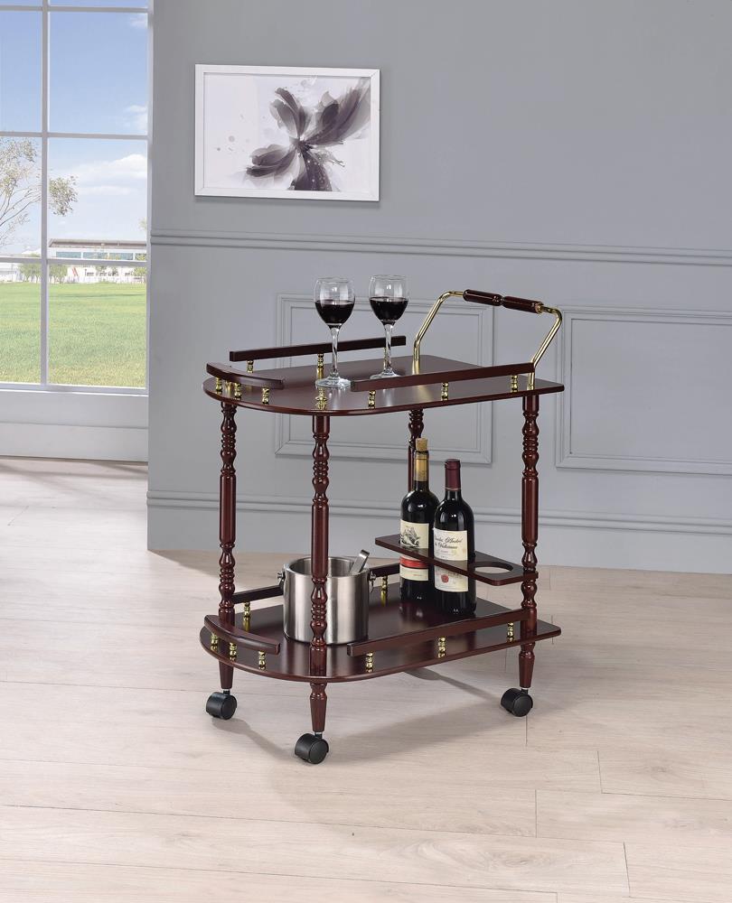 Recreation Room Traditional Merlot Serving Cart Coaster Z2 Premium