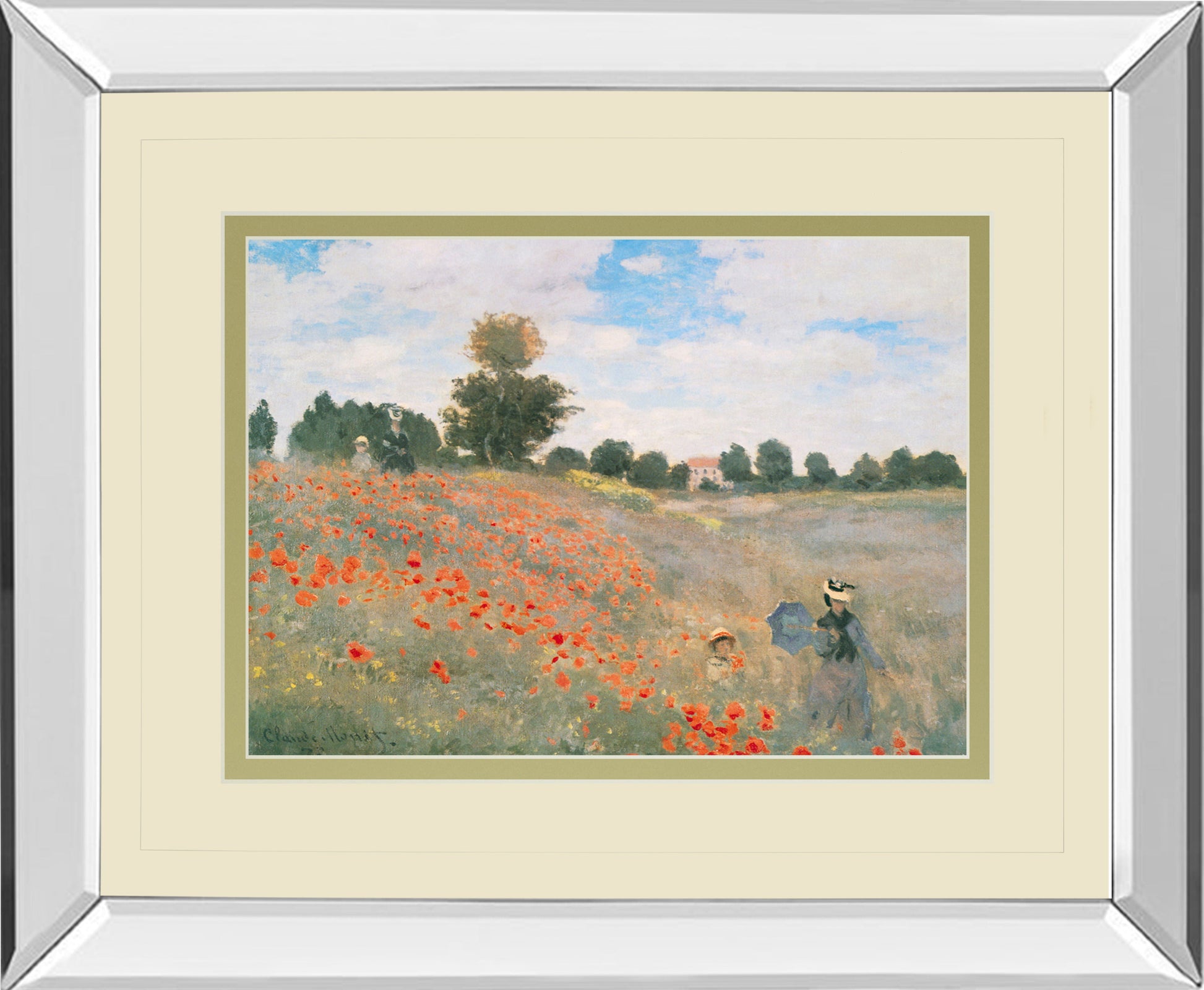 Wild Poppies, Near Argenteuil By Claude Monet - Mirror Framed Print Wall Art - Orange Classy Art