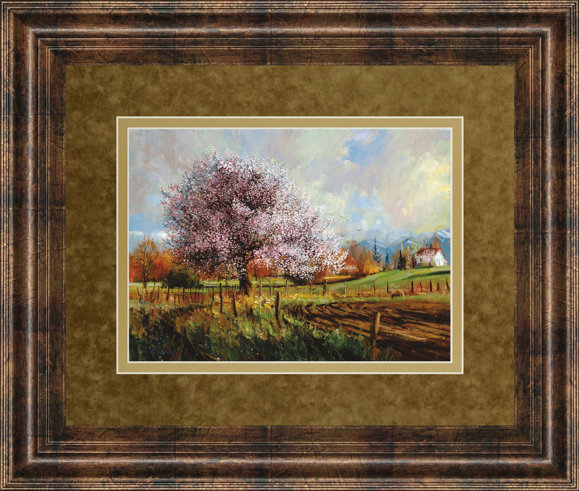 Spring Blossoms By Larry Winborg - Framed Print Wall Art - Green Classy Art