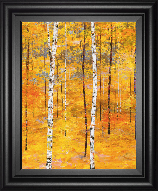 Iridescent Trees V By Alex Jawdokimov - Framed Print Wall Art - Yellow Classy Art