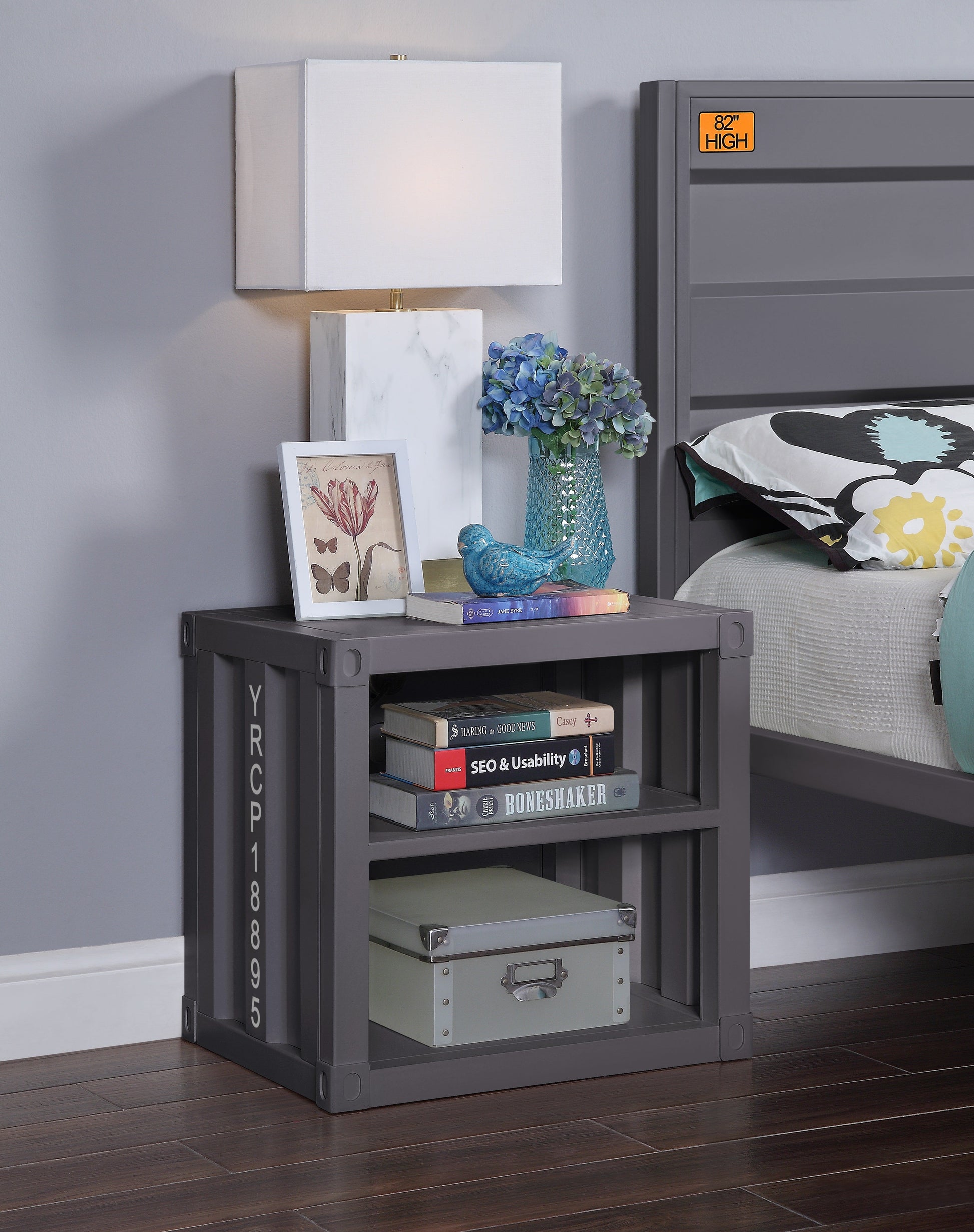 Cargo Gunmetal Nightstand (USB) ACME East