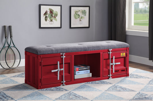 Cargo Gray Fabric & Red Bench (Storage) ACME East