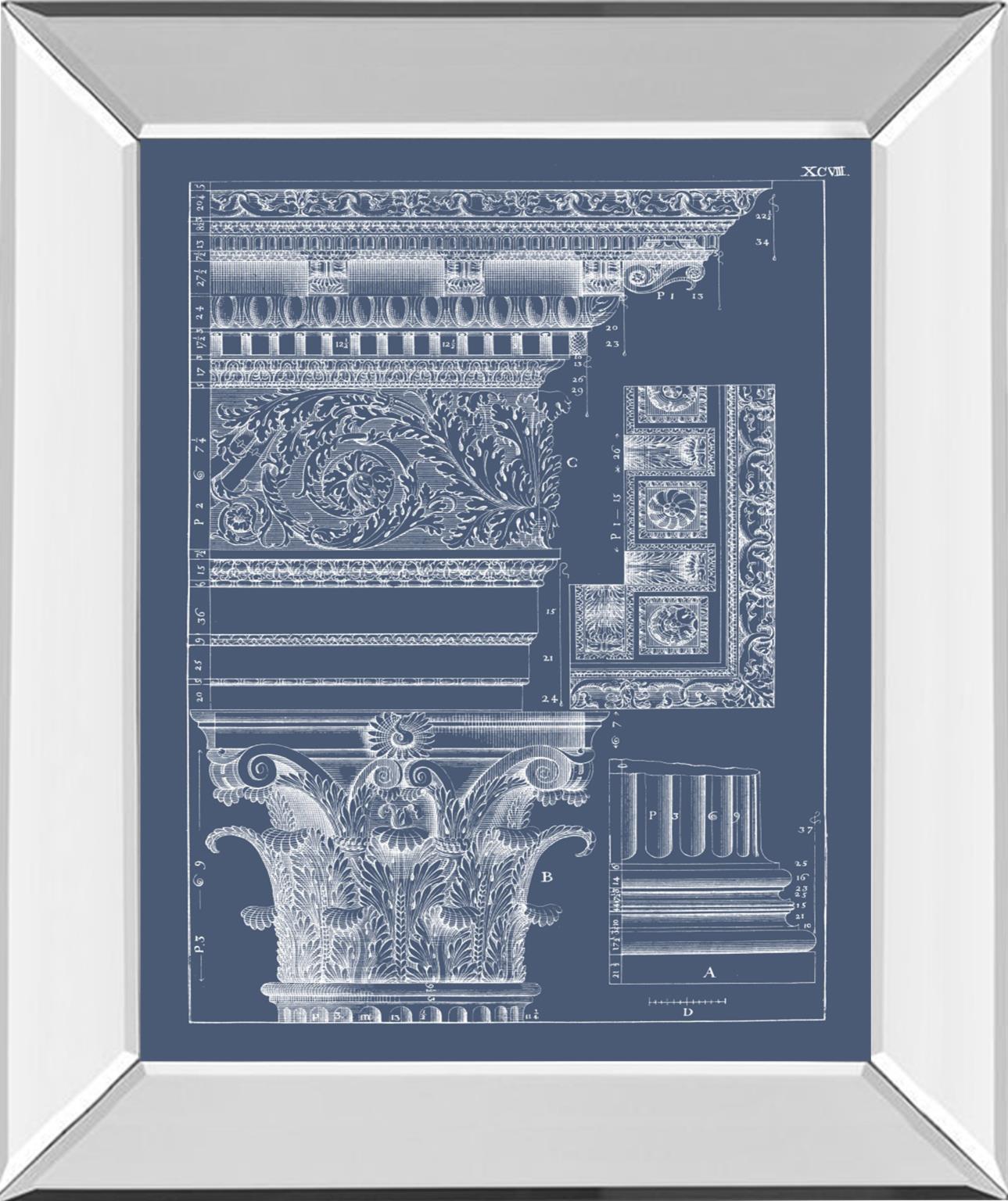 Column & Cornice Blueprint II By Vision Studio - Blue Classy Art