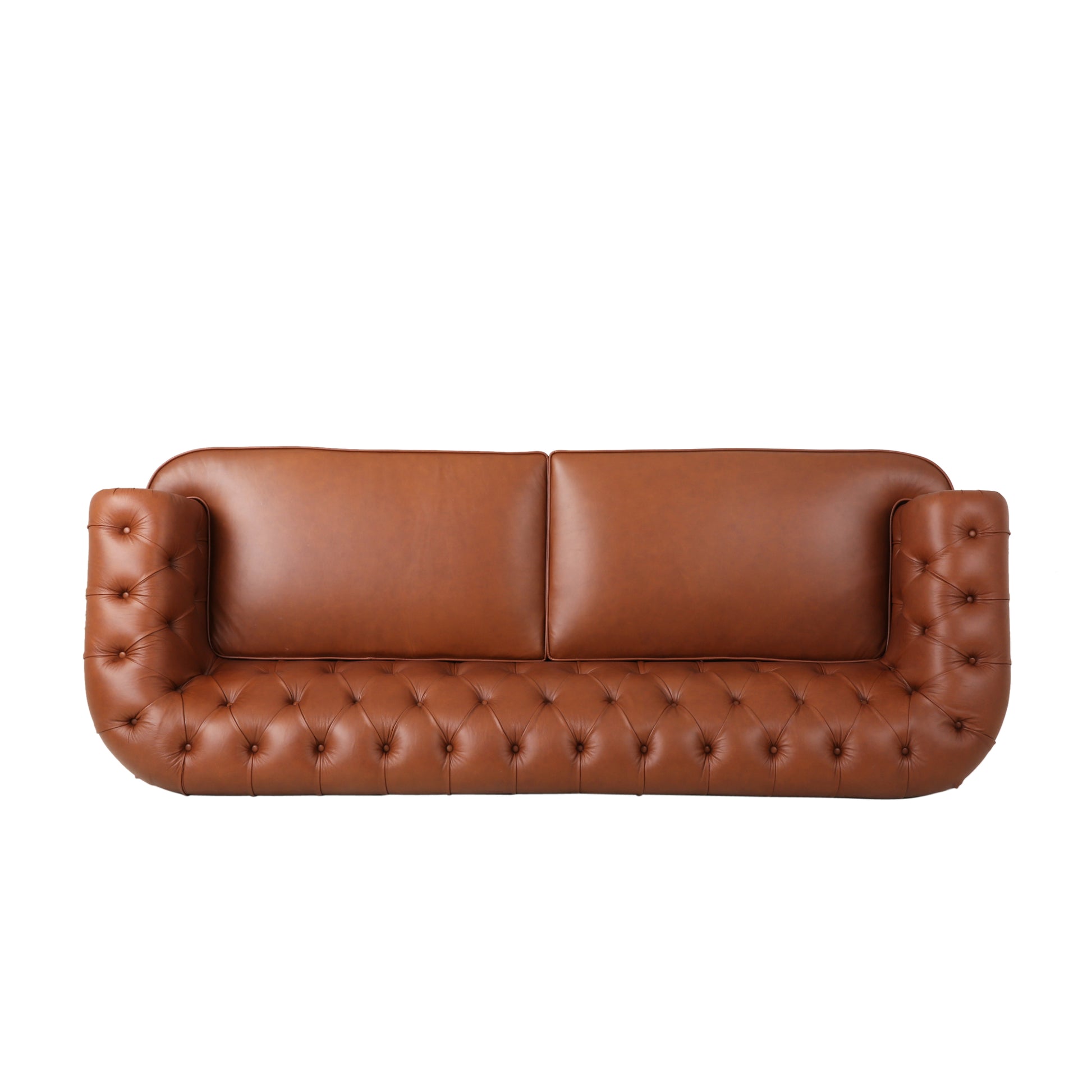 Estella Cognac Nail Head Chesterfield Leather 3 Seater Sofa House to Home Furnishings LLC