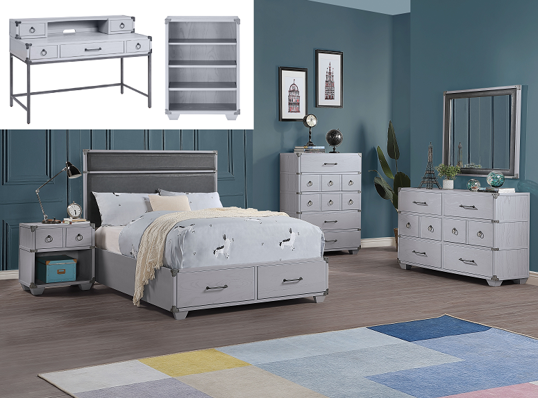 Orchest Gray PU & Gray Twin Bed (Storage) ACME East