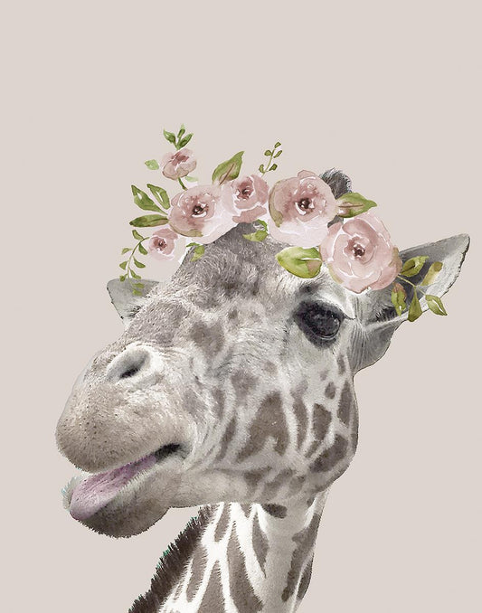 Peek A Boo Giraffe I By Nan (Small) - Pink Classy Art