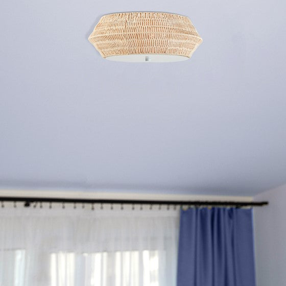 Boho Bamboo Flush Mount Ceiling Light Natural Olliix.com