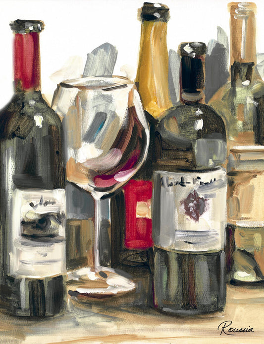 Wine Champ II By Heather A. French-Roussia - Light Brown Classy Art