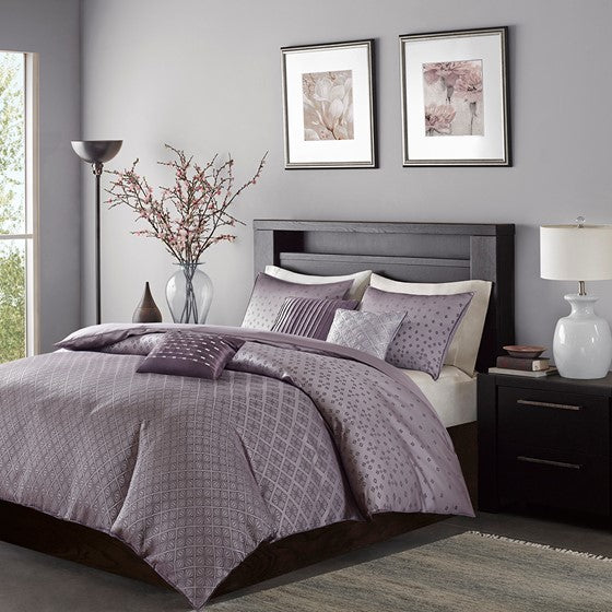 6 Piece Duvet Cover Set Purple Full/Queen Olliix.com