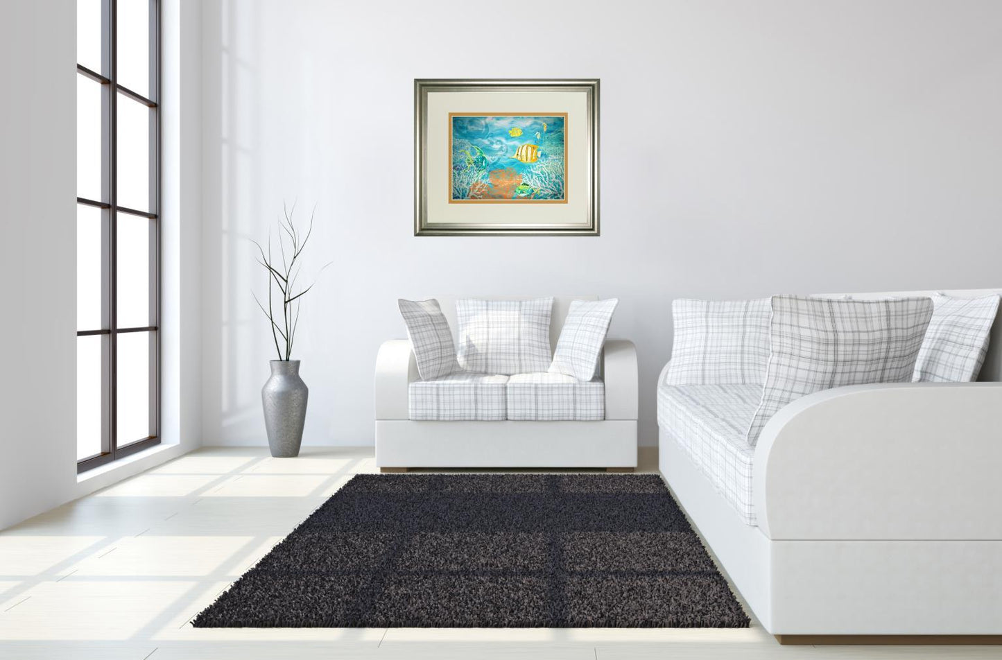 Under The Sea By Julie Derice - Framed Print Wall Art - Blue Classy Art