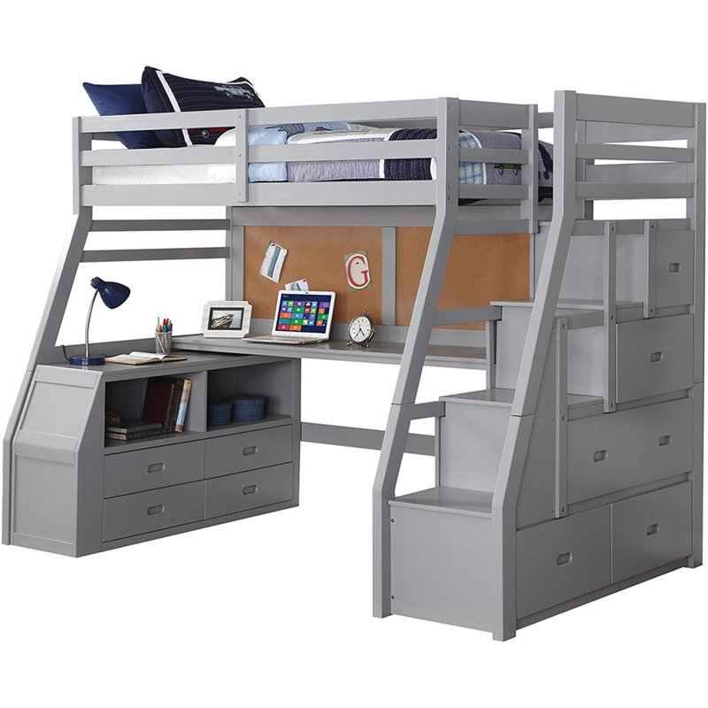 Acme Jason II Twin Loft Bed & Ladder in Gray 37445 ACME East