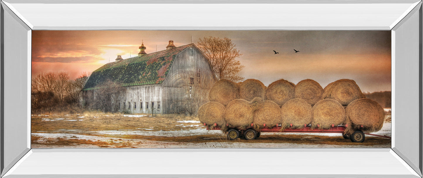 Sunset On The Farm By Lori Dieter - Mirror Framed Print Wall Art - Dark Brown Classy Art