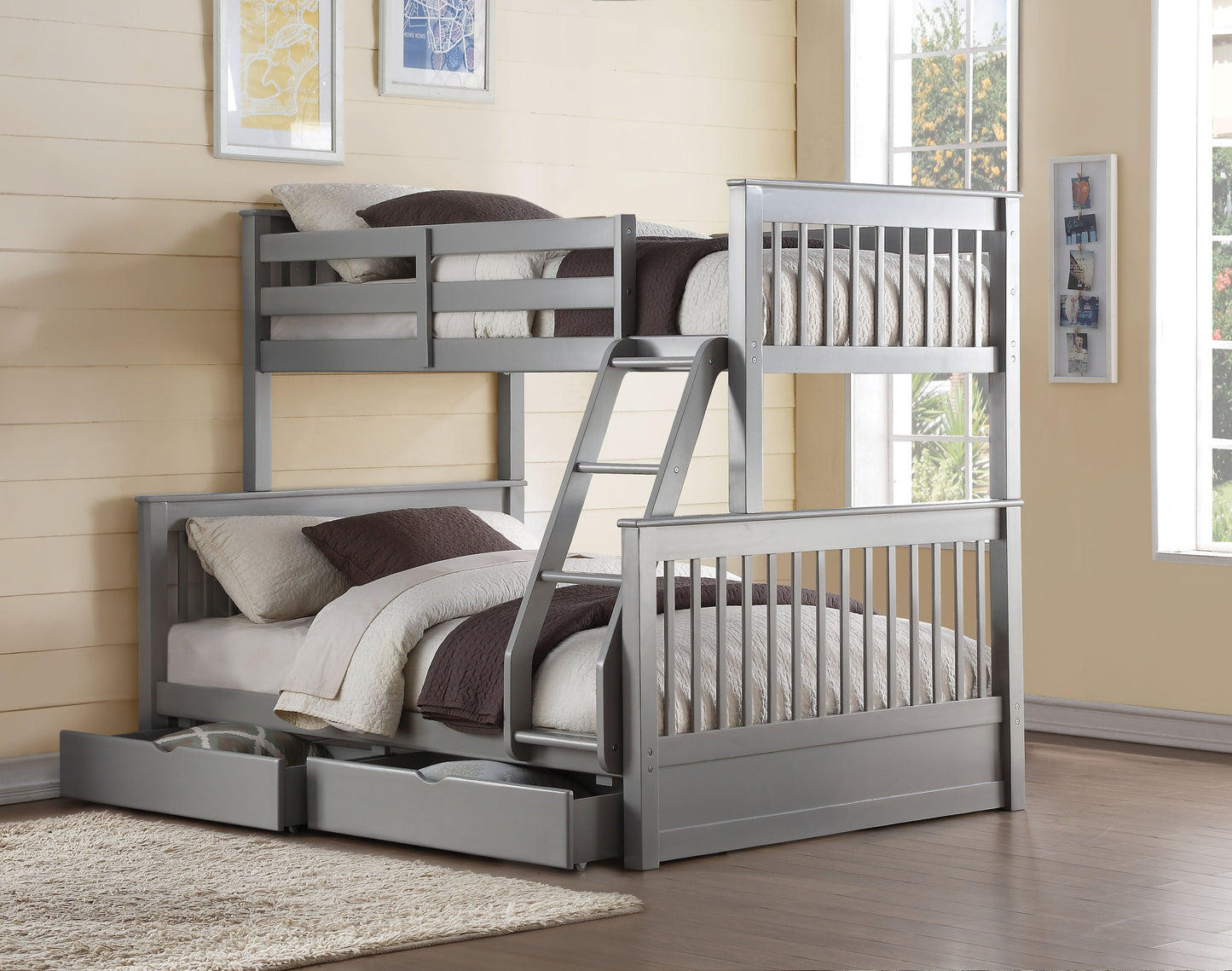 Haley II Gray Bunk Bed (Twin/Full) ACME East