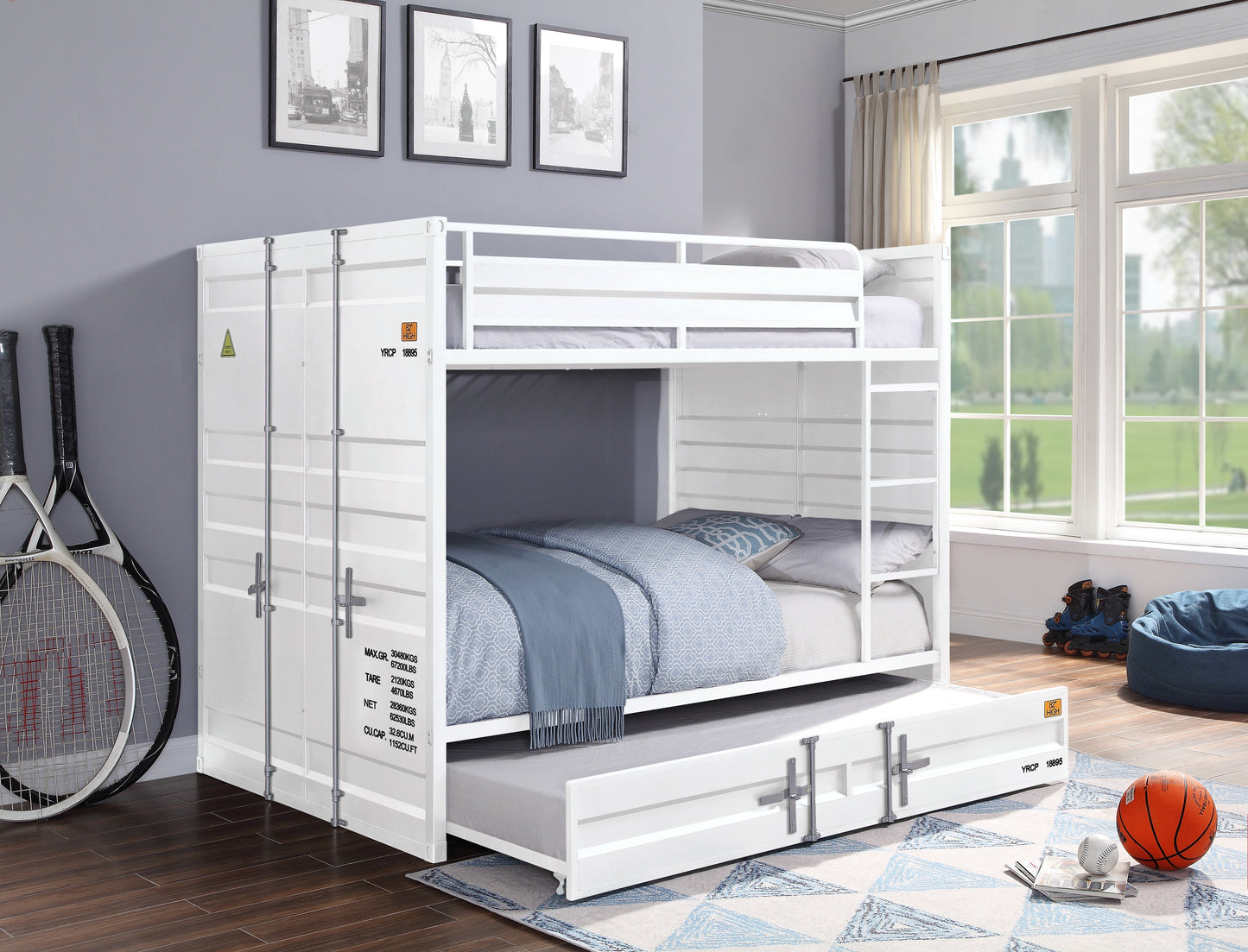 Cargo White Bunk Bed (Full/Full) ACME East