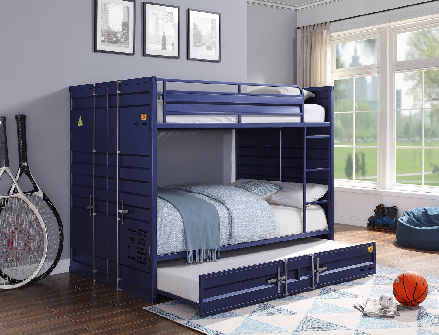 Cargo Blue Bunk Bed (Full/Full) ACME East