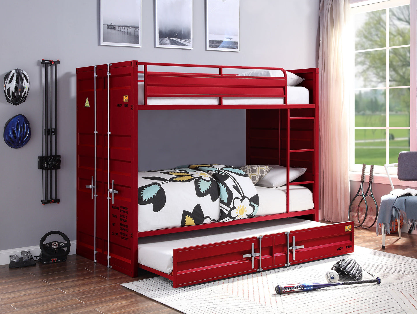 Cargo Red Bunk Bed (Twin/Twin) ACME East