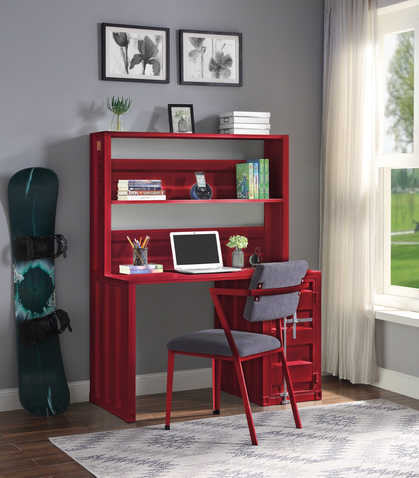 Cargo Red Desk & Hutch ACME East