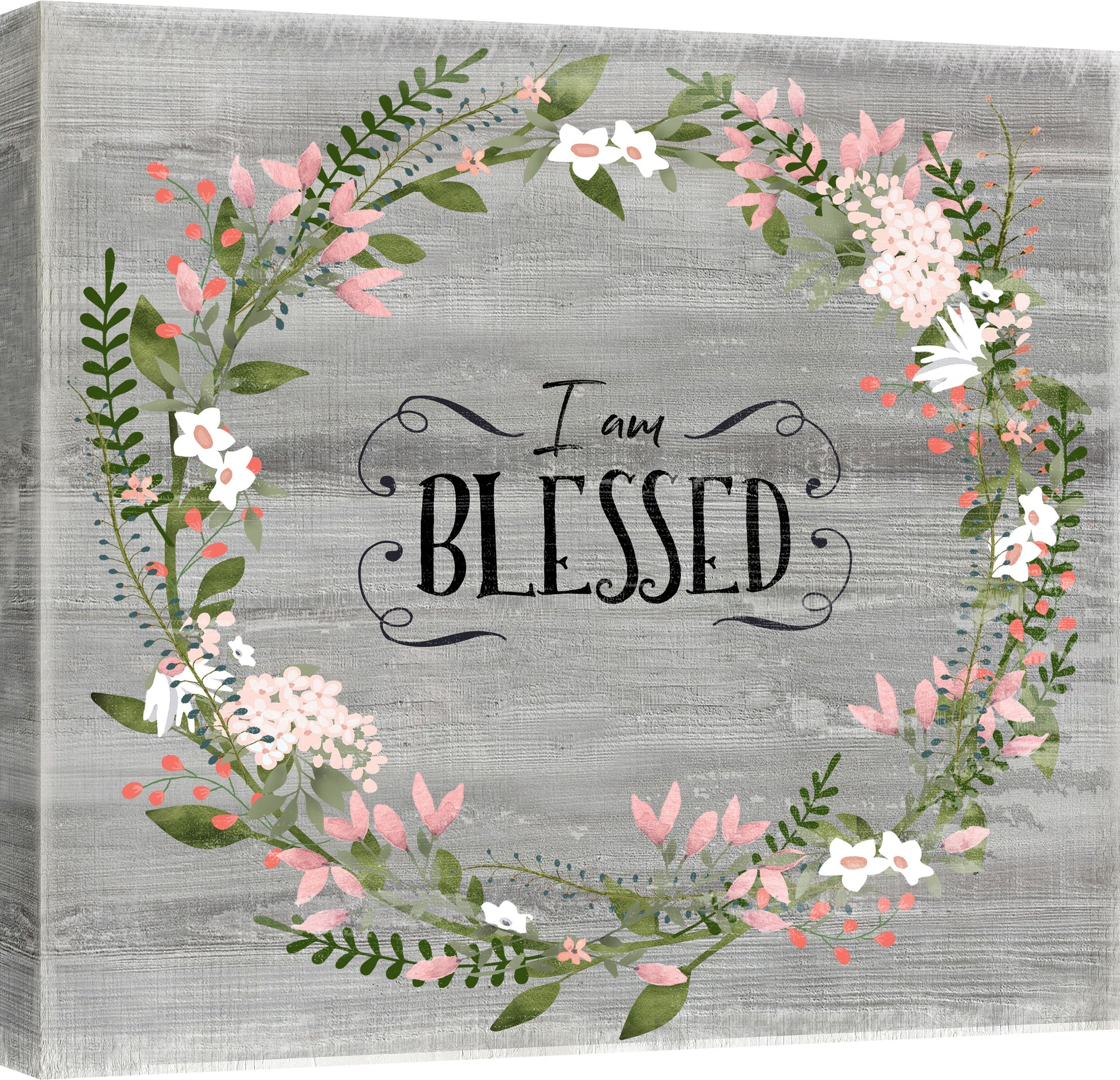 Mixed Media Canvas I Am Blessed - Dark Gray Classy Art