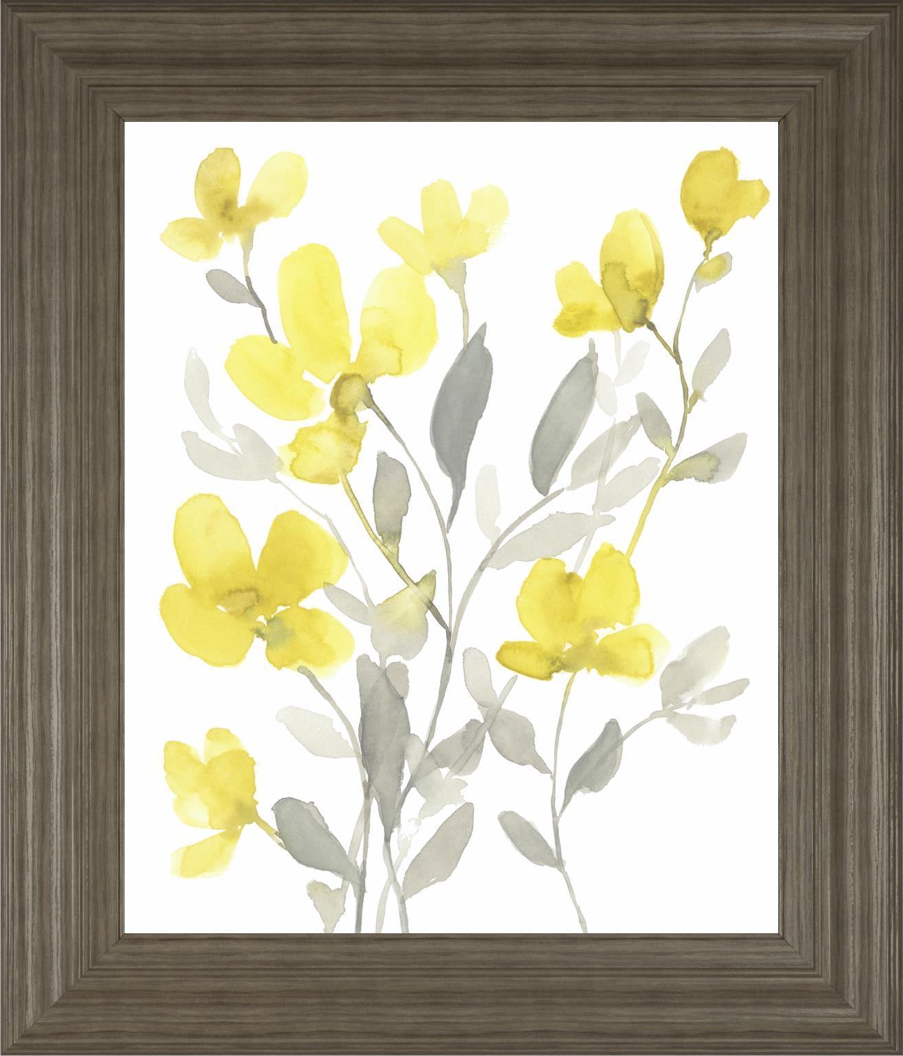 22x26 Yellow & Grey Garden I By Jennifer Goldberger - Yellow Classy Art