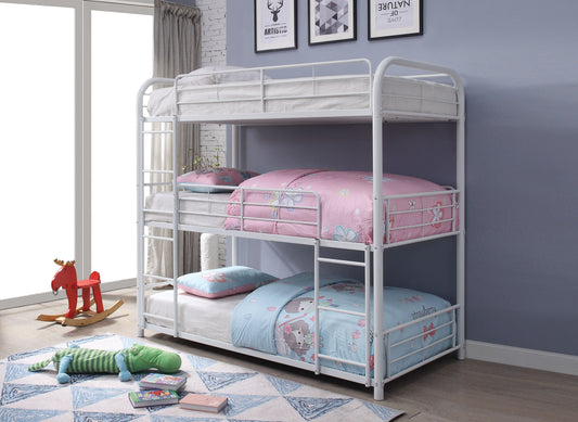 Cairo White Bunk Bed (Triple Twin) ACME East