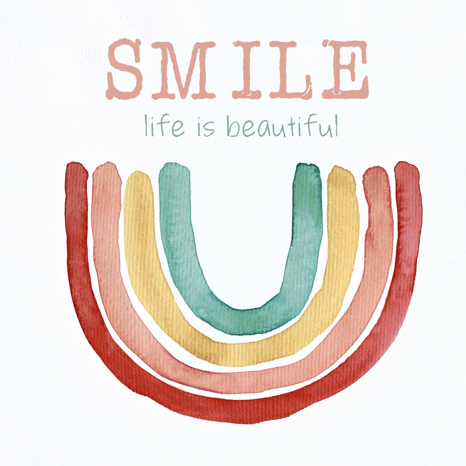 Small - Rainbow Smile By Kelly Donovan - Red Classy Art