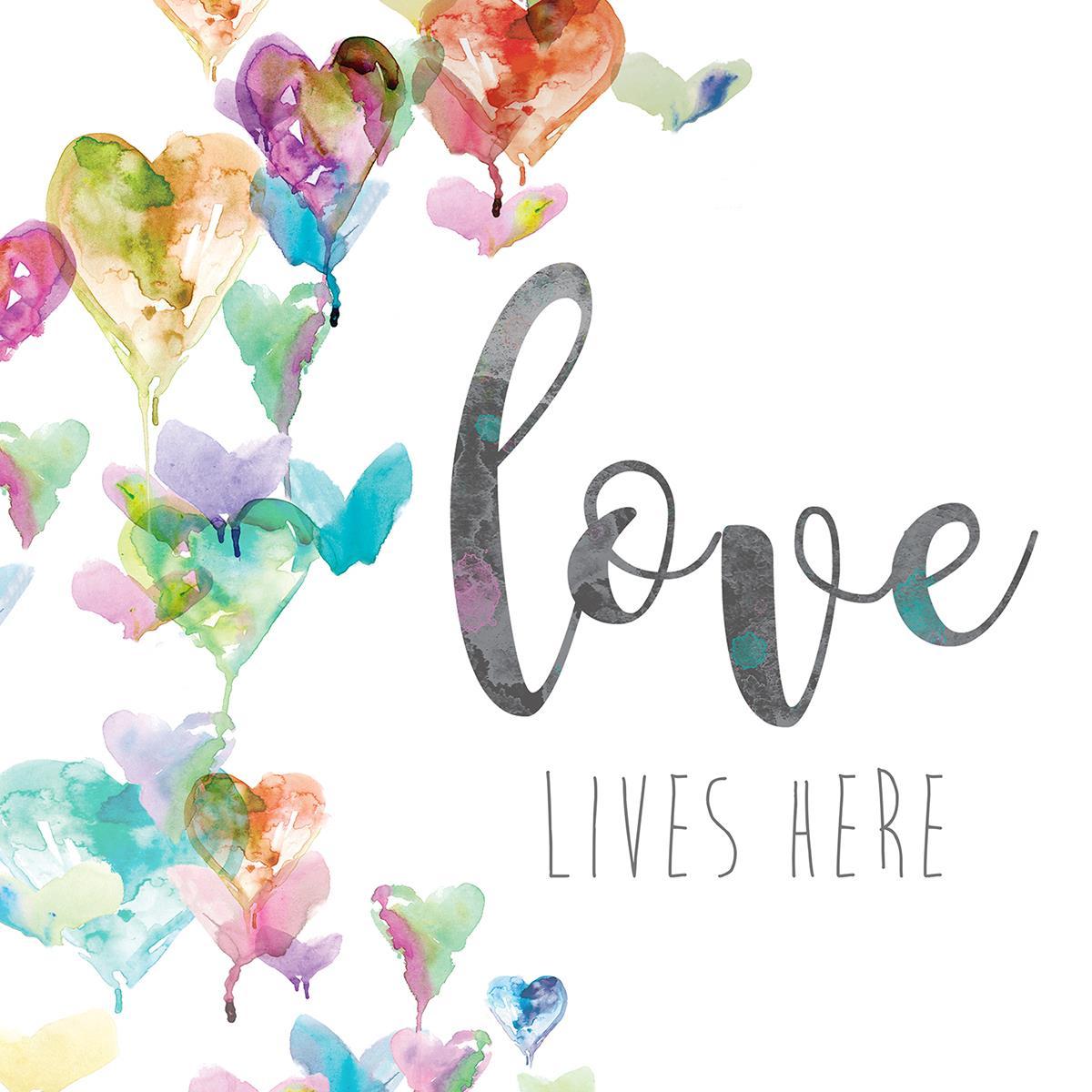 Love Lives Here Hearts By Carol Robinson - Pink Classy Art