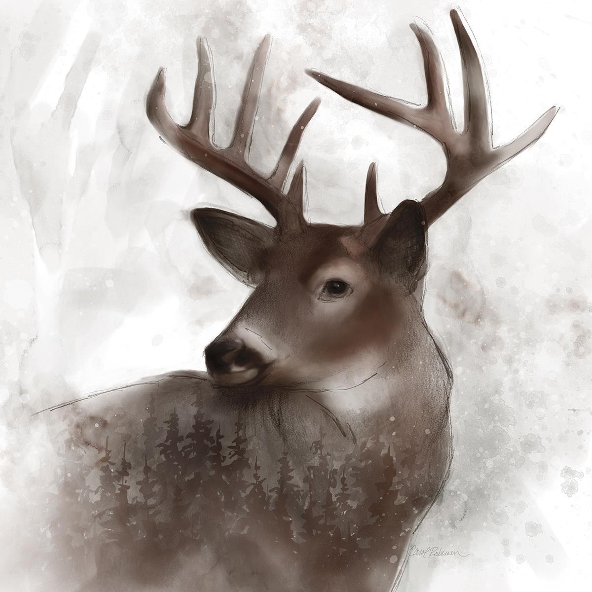 Forest Deer By Carol Robinson - Dark Brown Classy Art