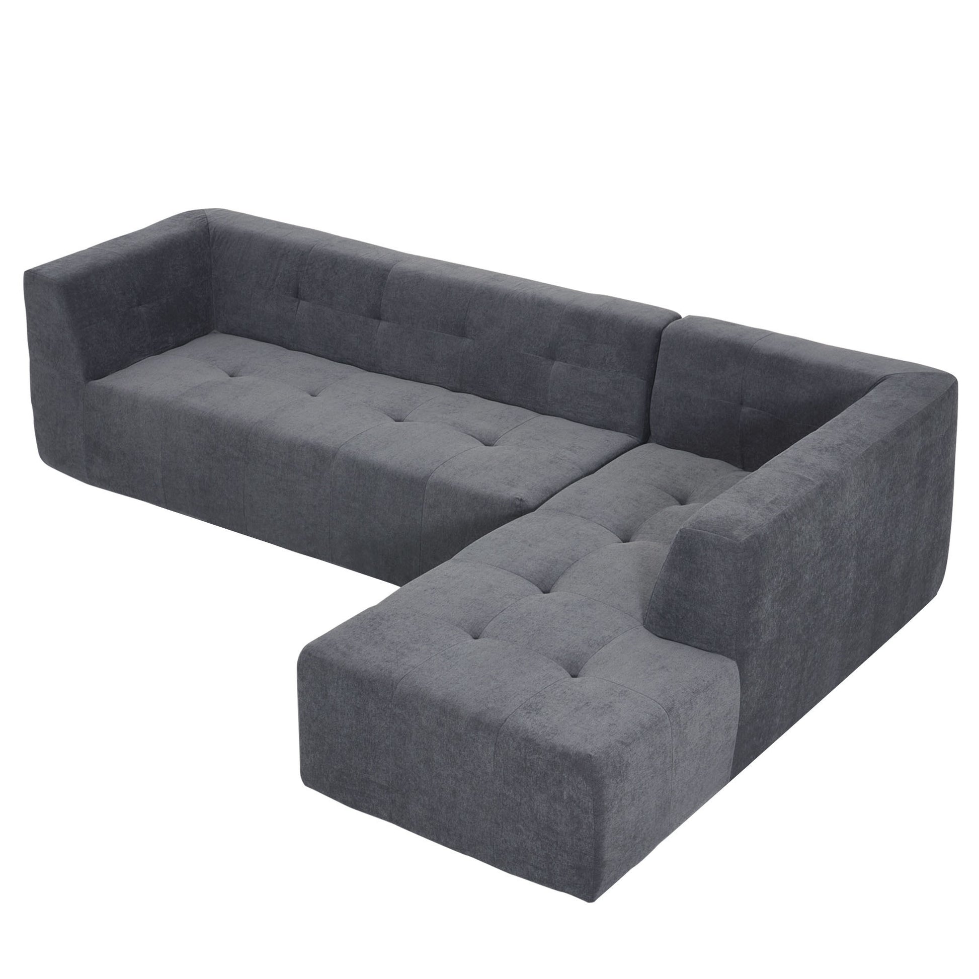 110.2”x72.8" Modular Modular Combination Living Room Sofa Set, Modern Minimalist Sofa, Living Room Upholstered Sofa Bed, Bedroom, 3pcs Computer Free Combination, L-Shaped,Dark Grey House to Home Furnishings LLC