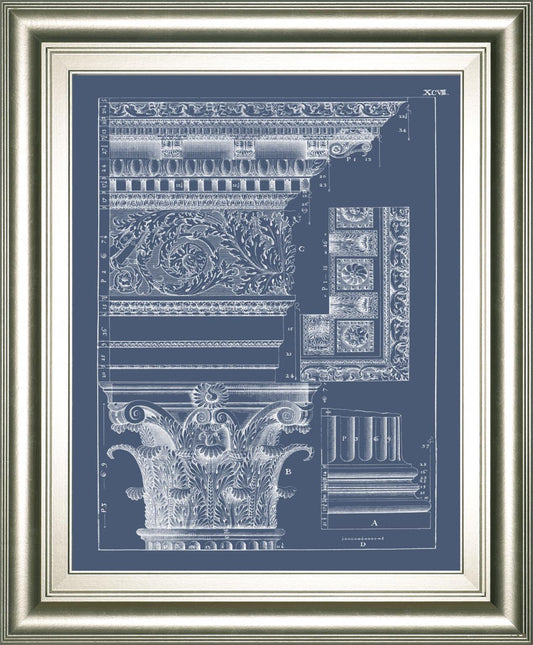 22x26 Column & Cornice Blueprint II By Vision Studio - Blue Classy Art