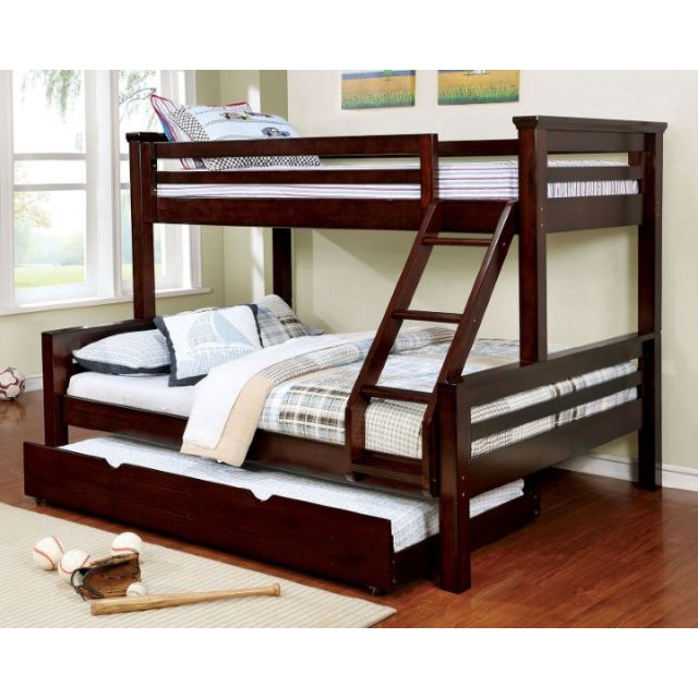 UNIVERSITY Dark Walnut Twin/Queen Bunk Bed + Trundle FOA East