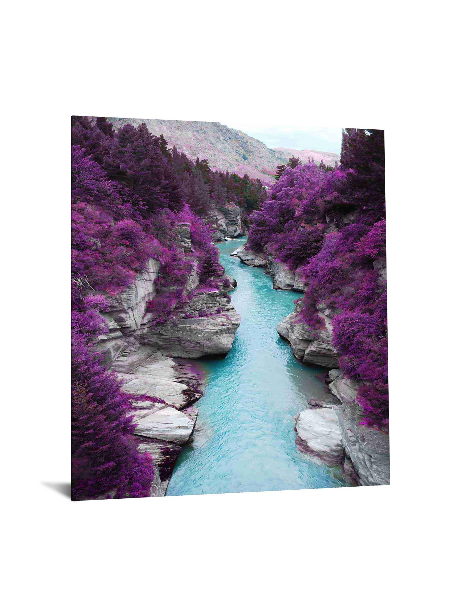 Floating Tempered Glass With Foil Between Mountains - Purple Classy Art