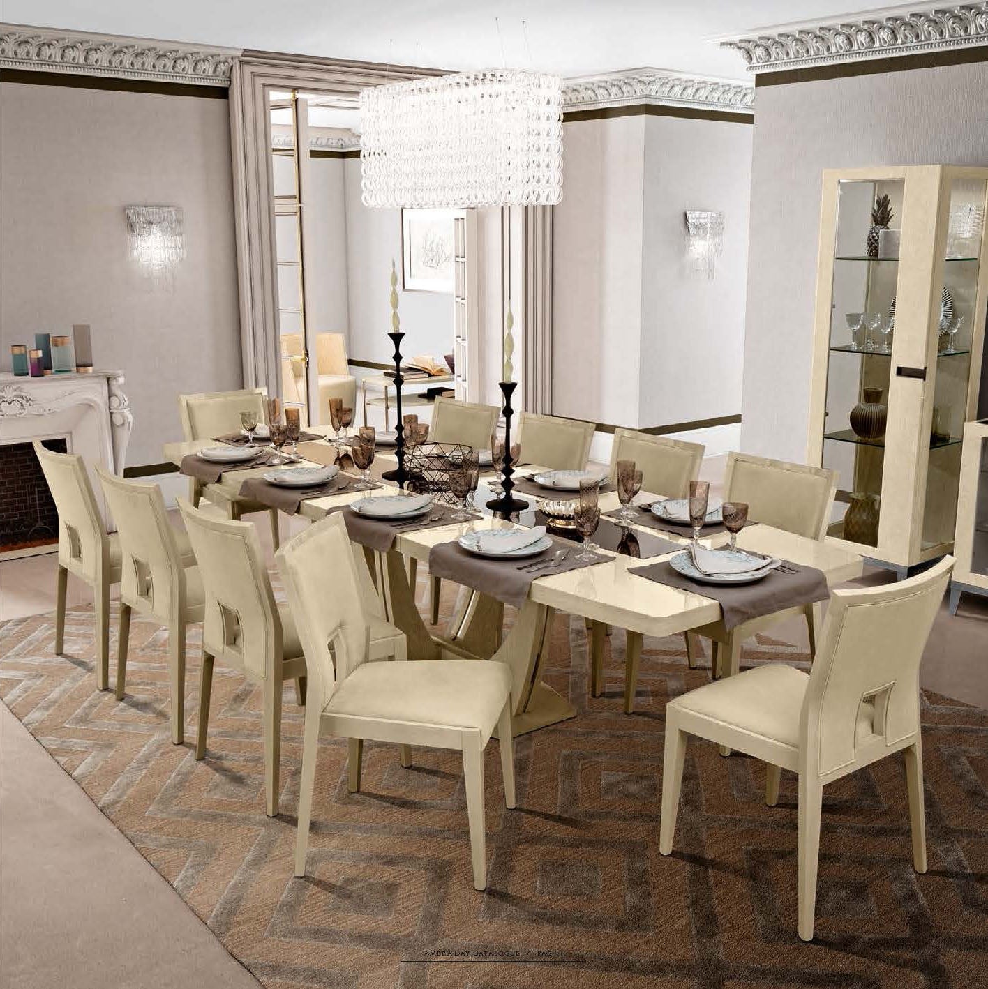 ESF Furniture - Ambra 10 Piece Dining Room Set w-1ext - AMBRATABLE-10SET ESF Furniture