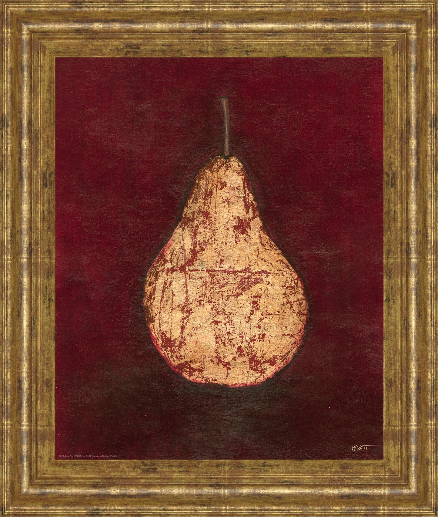 Gold Pear By Norman Wyatt, Jr. - Framed Print Wall Art - Red Classy Art