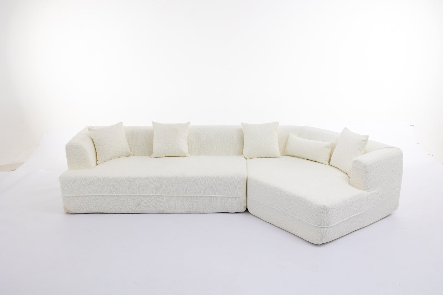 [VIDEO PROVIDED] Modular Living room sofa set, modern minimalist style sofa, salon upholstered sleeper sofa, 2 PC free combination, round fiber fabric, anti-wrinkle fabric, creamy-white House to Home Furnishings LLC