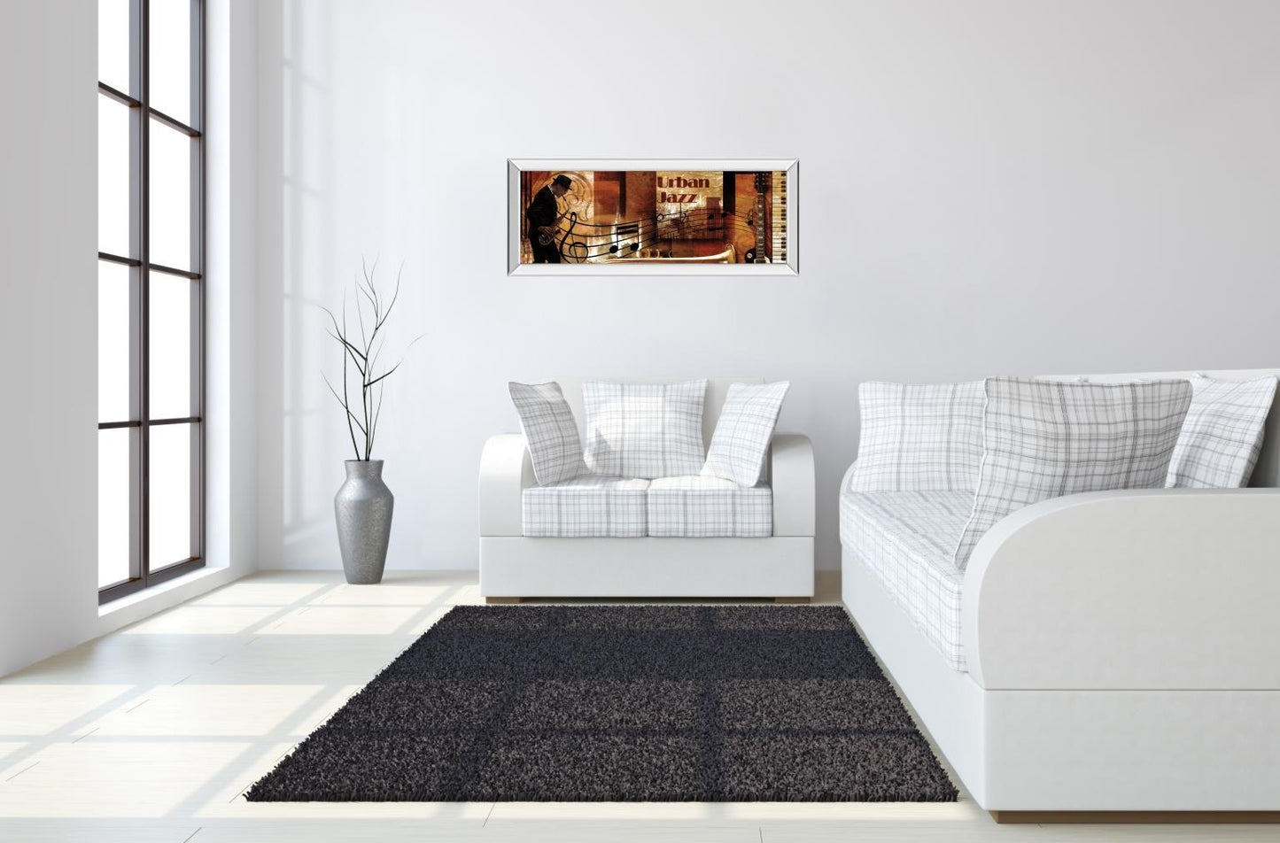 Urban Jazz By Robert P. - Mirrored Frame Wall Art - Dark Brown Classy Art