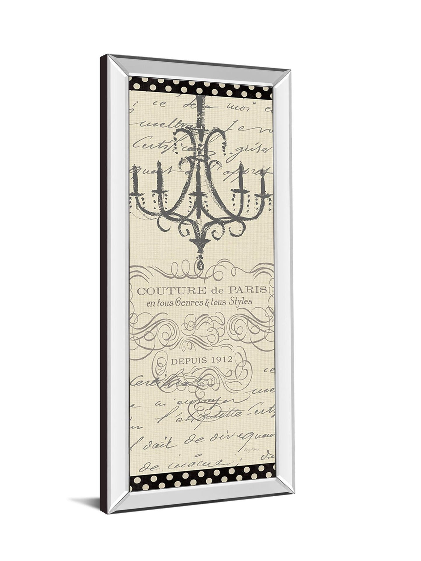 French Courture Panel II By Emily Adams - Mirrored Frame Wall Art - Beige Classy Art