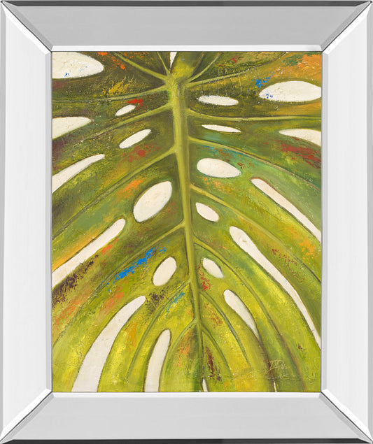 Tropical Leaf Il By Patricia Pinto - Mirror Framed Print Wall Art - Green Classy Art