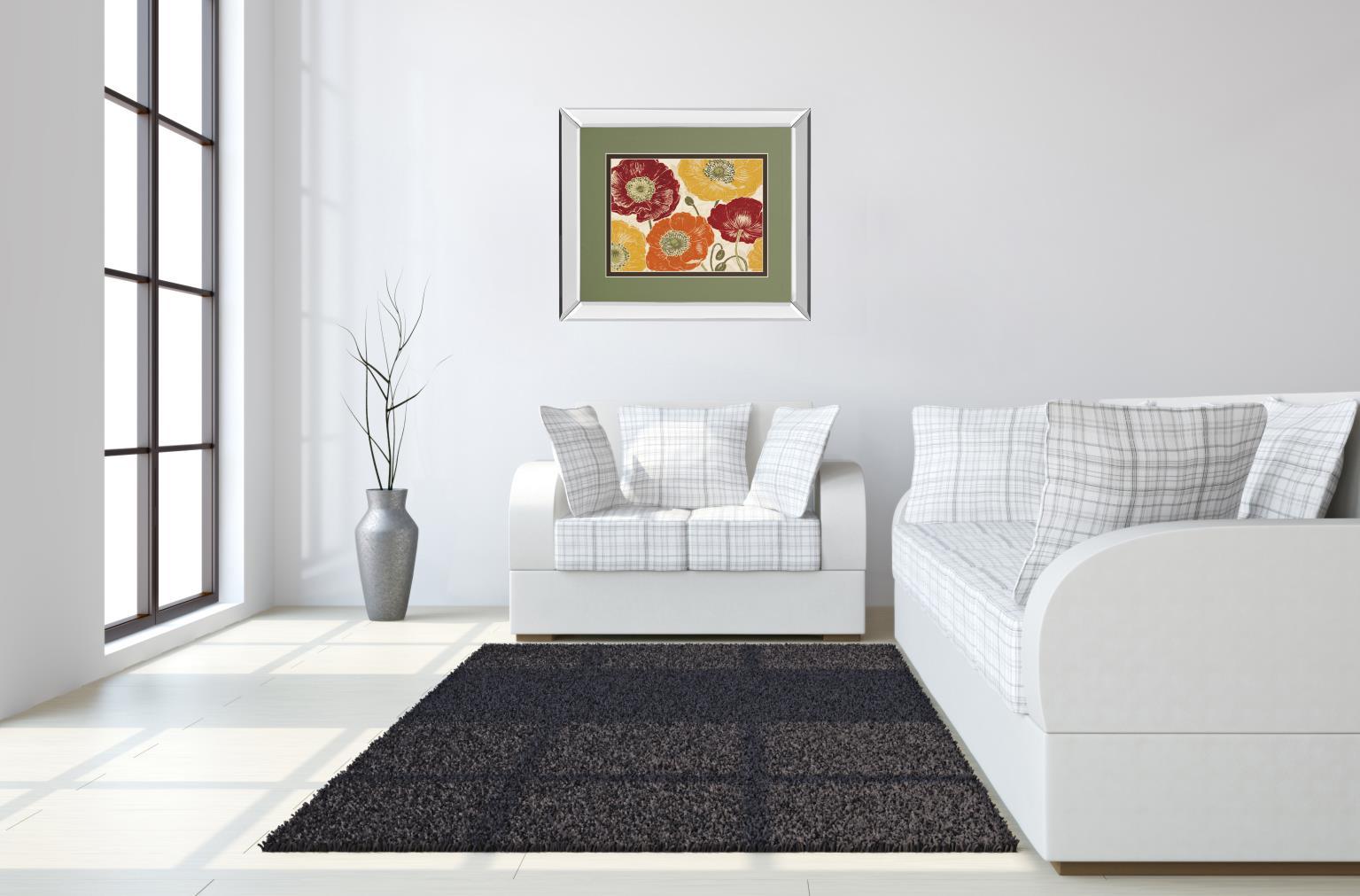 A Poppy's Touch I Spice By Daphne Brissonnet - Mirror Framed Print Wall Art - Orange Classy Art