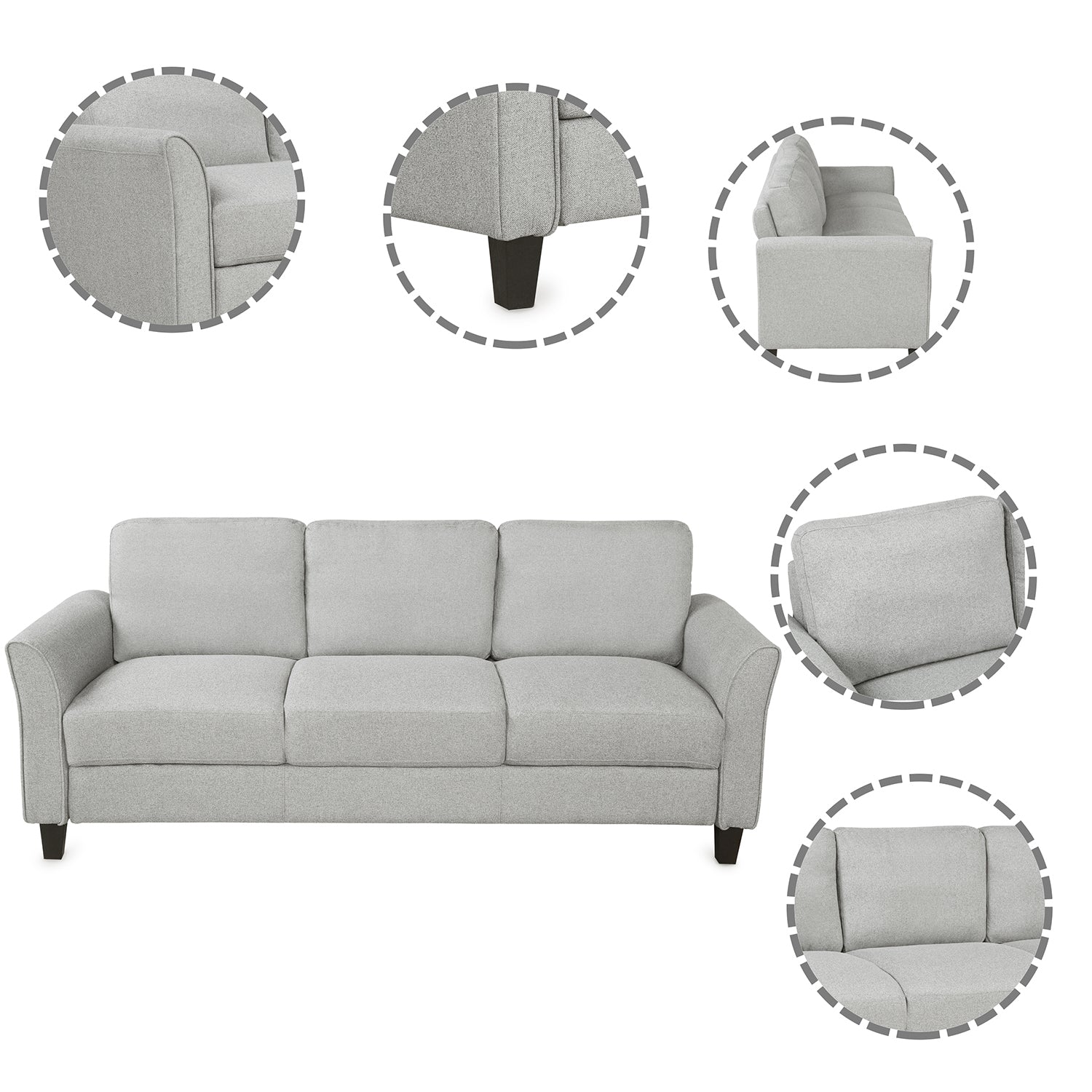 Living Room Sets Furniture Armrest Sofa Single Chair Sofa Loveseat Chair 3-Seat Sofa (ChairLoveseat Chair&3-Seat Sofa, Light Gray) House to Home Furnishings LLC