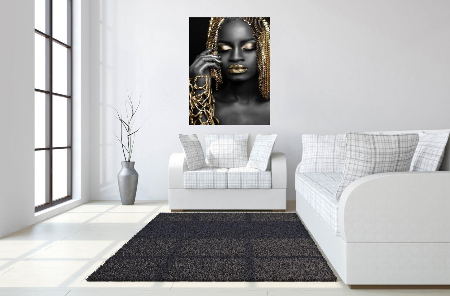 Floating Tempered Glass With Foil All In Gold - Dark Gray Classy Art
