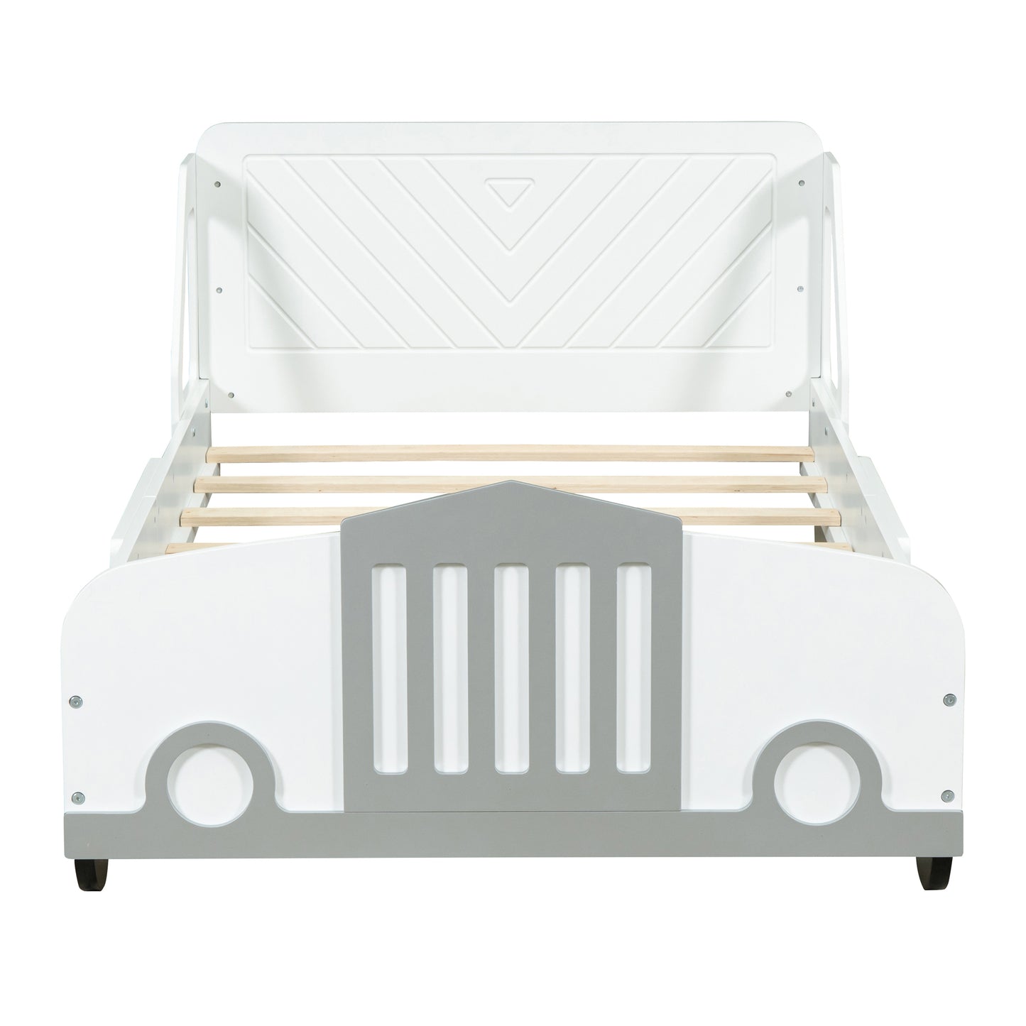 Twin Size Car-Shaped Platform Bed with Wheels,White House to Home Furnishings LLC