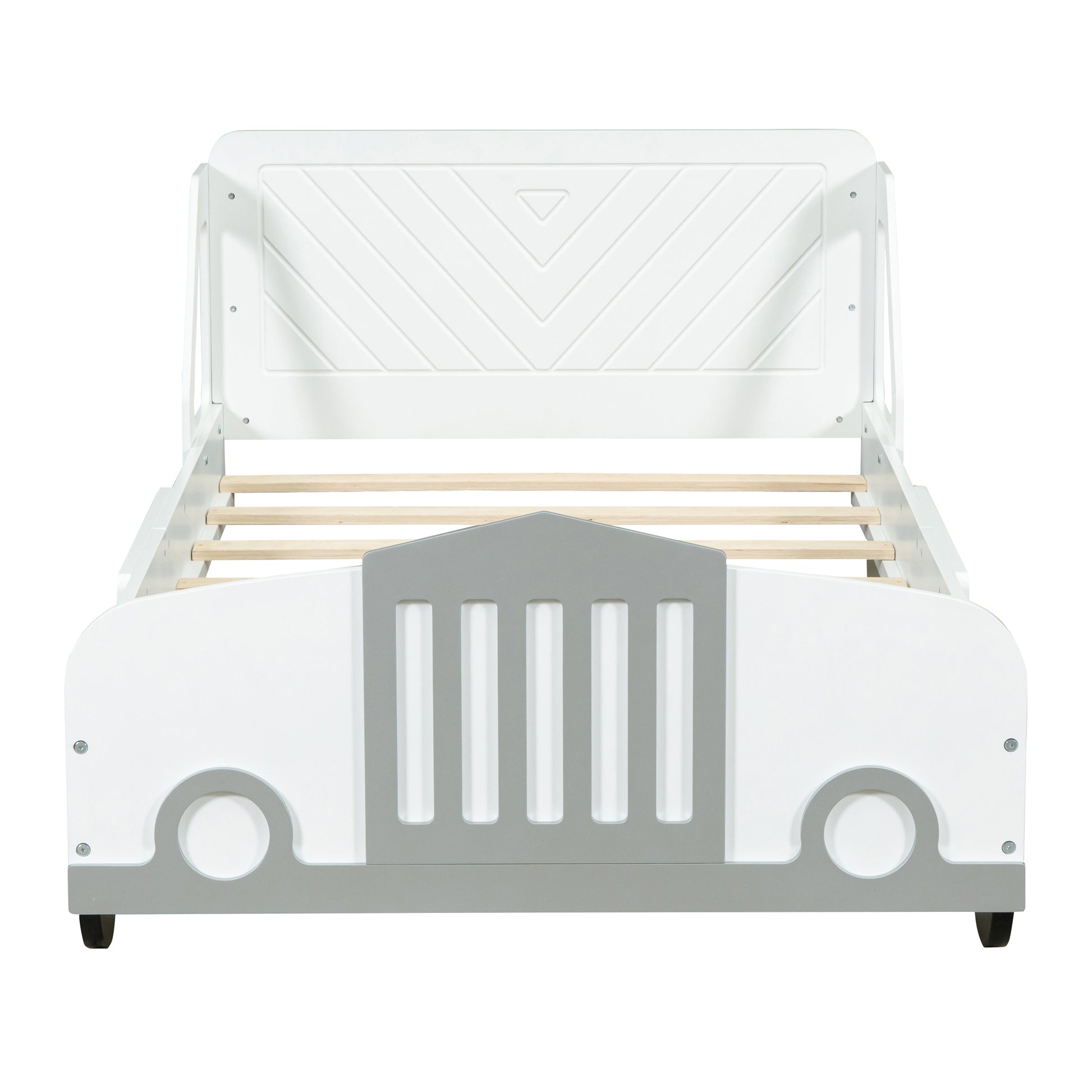 Twin Size Car-Shaped Platform Bed with Wheels,White House to Home Furnishings LLC