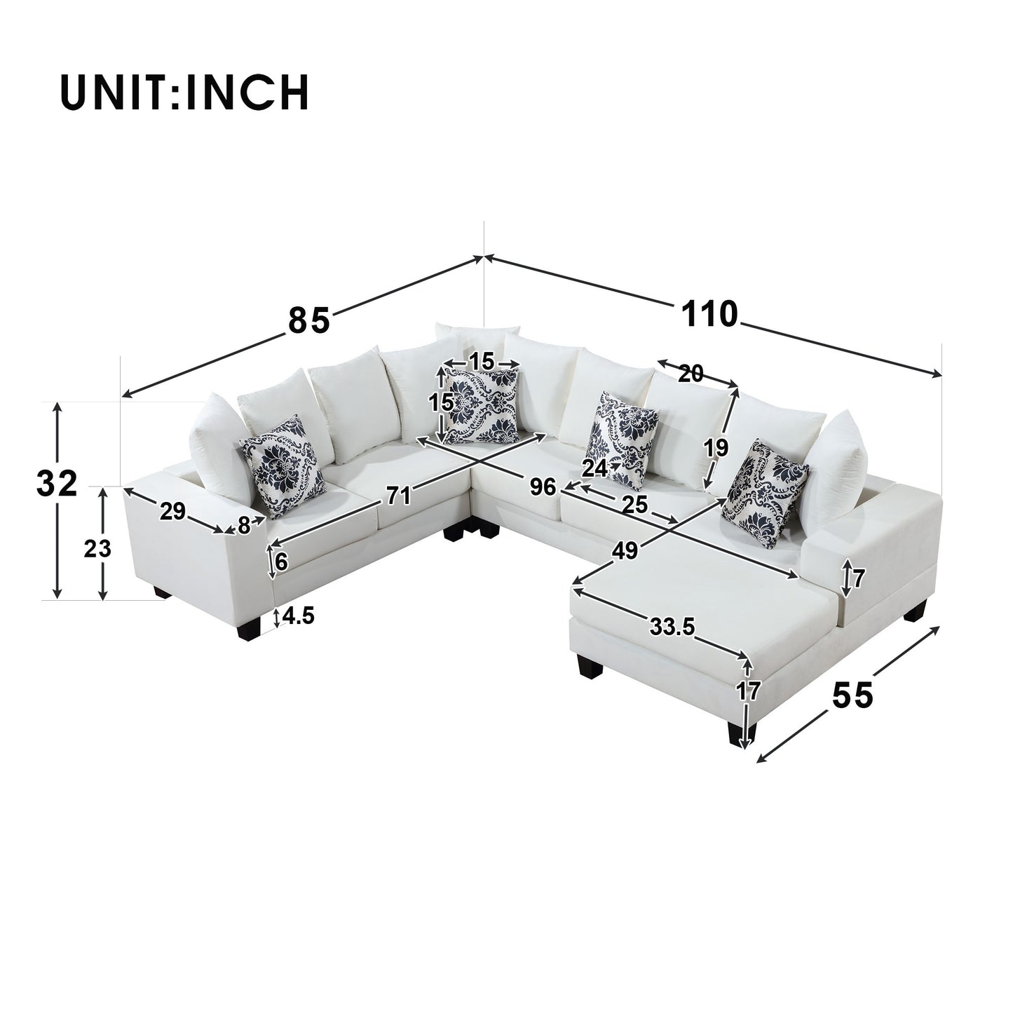 [VIDEO provided] [New] 110*85" Modern U Shape Sectional Sofa, Velvet Corner Couch with Lots of Pillows Included,Elegant and functional indoor furniture for Living Room, Apartment, Office,2 Colors House to Home Furnishings LLC